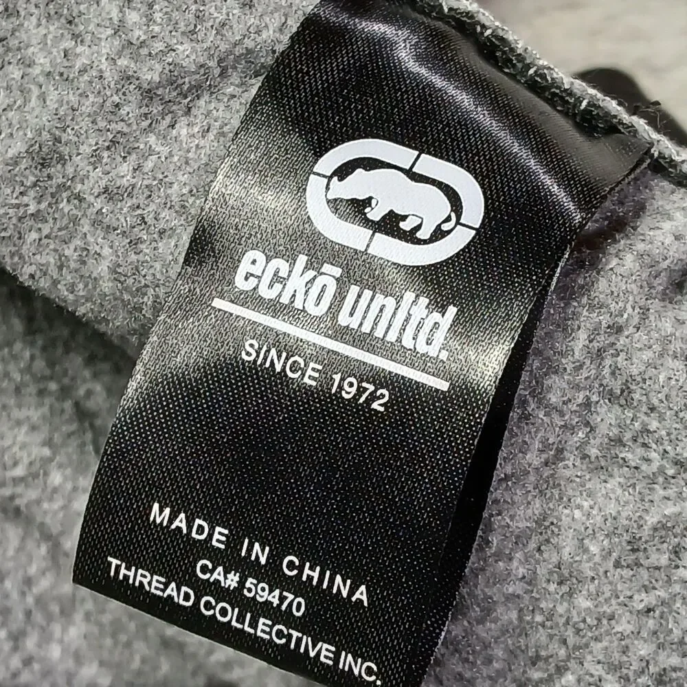 Ecko Unltd Mens XXL 2XL Fleece Joggers Colorblock Rhino Spellout Baggy Y2K Skate